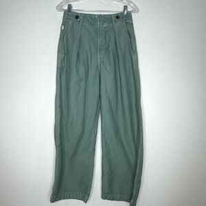 CITIZENS OF HUMANITY Payton Utility Trouser Pant 25 Green Wide Leg Crop Pleated